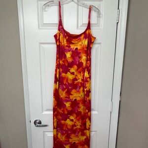 SHEIN Red and Yellow Floral Maxi Dress